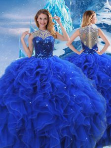 Best Selling Floor Length Ball Gowns Sleeveless Royal Blue Quinceanera Dress Zipper