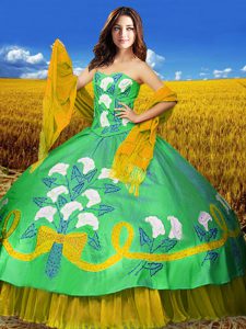 Multi-color Quinceanera Dresses Military Ball and Sweet 16 and Quinceanera with Embroidery Sweetheart Sleeveless Lace Up