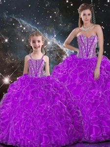 Exceptional Floor Length Ball Gowns Sleeveless Purple Quinceanera Dress Lace Up