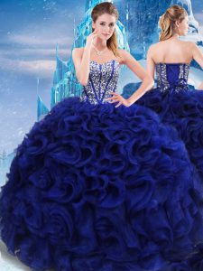 Royal Blue Lace Up Sweet 16 Dresses Beading Sleeveless Floor Length