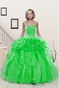 New Style Lace Up Kids Formal Wear Beading and Pick Ups Sleeveless Floor Length