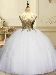 Designer Sleeveless Lace Up Floor Length Appliques and Ruffles Quinceanera Dress