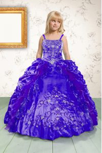Sleeveless Beading and Appliques and Pick Ups Lace Up Child Pageant Dress
