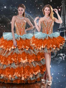Free and Easy Multi-color Sleeveless Beading and Ruffles and Ruffled Layers Floor Length Sweet 16 Dress