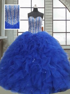 Beauteous Floor Length Ball Gowns Sleeveless Royal Blue Quince Ball Gowns Lace Up