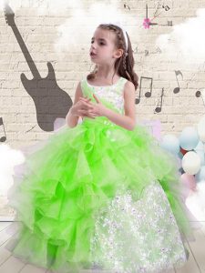 Scoop Sleeveless Organza Lace Up Little Girl Pageant Dress for Party and Wedding Party