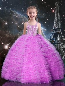 New Arrival Sleeveless Beading and Ruffled Layers Lace Up Child Pageant Dress
