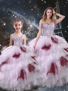 Multi-color Sleeveless Organza Lace Up Quince Ball Gowns for Military Ball and Sweet 16 and Quinceanera
