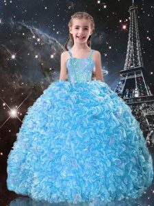 Top Selling Sleeveless Beading and Ruffles Lace Up Girls Pageant Dresses