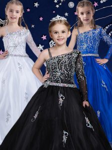 Perfect Black Sleeveless Organza Zipper Little Girl Pageant Dress for Quinceanera and Wedding Party