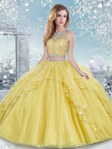 Exceptional Sleeveless Clasp Handle Floor Length Beading and Lace Quinceanera Gown