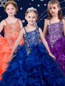 Elegant Organza Sleeveless Girls Pageant Dresses and Beading and Ruffles