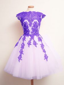 Amazing Sleeveless Appliques Lace Up Quinceanera Court of Honor Dress