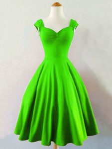 Modern Green Sleeveless Ruching Mini Length Dama Dress for Quinceanera
