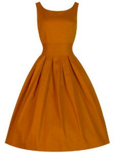 New Style Orange A-line Ruching Damas Dress Lace Up Taffeta Sleeveless Knee Length