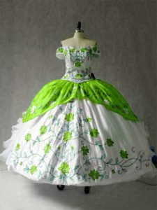 Embroidery and Ruffles Quinceanera Dresses Multi-color Lace Up Cap Sleeves Floor Length