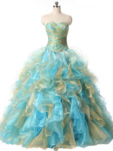 Low Price Multi-color Sleeveless Organza Lace Up Quinceanera Dresses for Sweet 16 and Quinceanera