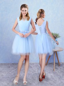 Dramatic V-neck Sleeveless Tulle Quinceanera Court Dresses Ruching Lace Up
