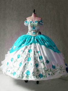 Clearance Floor Length Multi-color Sweet 16 Quinceanera Dress Organza and Taffeta Cap Sleeves Embroidery and Ruffles