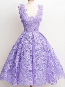 Lace Straps Sleeveless Zipper Lace Quinceanera Court Dresses in Lavender