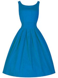 Popular Knee Length Blue Quinceanera Court Dresses Scoop Sleeveless Zipper