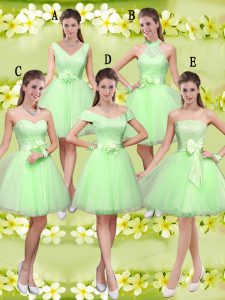 Exquisite Sleeveless Lace and Belt Lace Up Quinceanera Dama Dress