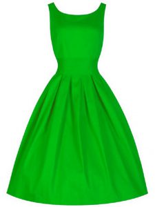 Sleeveless Knee Length Ruching Lace Up Damas Dress with Green