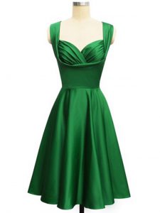 Low Price Dark Green Straps Neckline Ruching Dama Dress Sleeveless Lace Up
