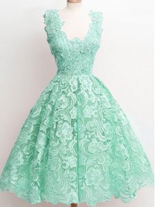Unique Apple Green Quinceanera Court Dresses Prom and Party and Wedding Party with Lace Straps Sleeveless Zipper