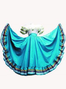 On Sale Floor Length Lace Up Sweet 16 Dress Aqua Blue for Military Ball and Sweet 16 and Quinceanera with Ruffled Layers