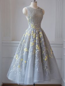Enchanting Scoop Sleeveless Tulle Quinceanera Court Dresses Lace Criss Cross