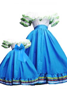 Baby Blue Lace Up Off The Shoulder Ruffled Layers Sweet 16 Dresses Taffeta Sleeveless