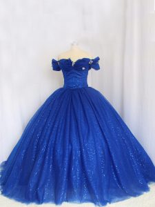 Classical Tulle Cap Sleeves Floor Length Quinceanera Gown and Hand Made Flower