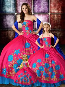 Great Sleeveless Lace Up Floor Length Embroidery 15th Birthday Dress