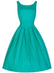 Turquoise Lace Up Quinceanera Court Dresses Ruching Sleeveless Knee Length