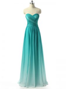 Sleeveless Chiffon Floor Length Zipper Damas Dress in Multi-color with Ruching