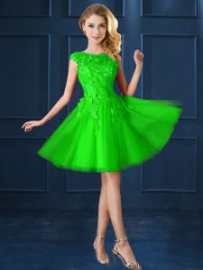 Dama Dress for Quinceanera Prom and Party with Lace and Belt Bateau Cap Sleeves Lace Up
