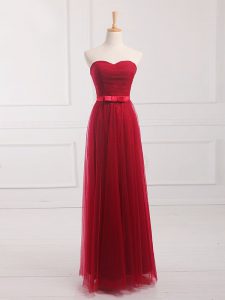 Custom Design Floor Length Empire Sleeveless Wine Red Quinceanera Dama Dress Lace Up