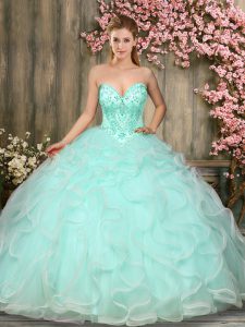 Pretty Floor Length Ball Gowns Sleeveless Apple Green Quinceanera Gowns Lace Up