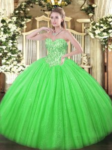Best Lace Up Quince Ball Gowns Appliques Sleeveless Floor Length