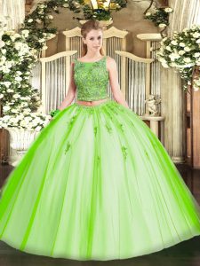 Sleeveless Beading and Appliques Floor Length Quinceanera Gown