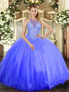 Dynamic Lavender Sleeveless Floor Length Beading Lace Up Quinceanera Gowns