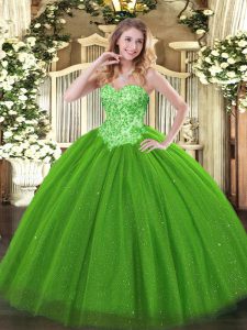 Green Sleeveless Sequined Lace Up Sweet 16 Dress for Sweet 16 and Quinceanera