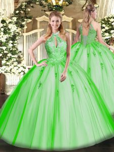 Discount Tulle Lace Up Sweet 16 Dress Sleeveless Floor Length Lace and Appliques