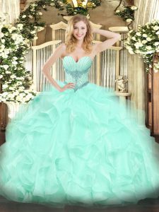 Luxurious Sleeveless Beading and Ruffles Lace Up Quinceanera Gowns