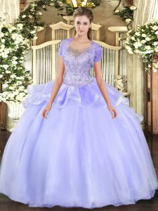 Floor Length Ball Gowns Sleeveless Lavender Ball Gown Prom Dress Clasp Handle