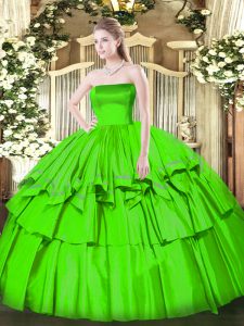 Floor Length Zipper Sweet 16 Dress for Military Ball and Sweet 16 and Quinceanera with Ruffled Layers