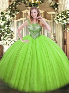 Sleeveless Tulle and Sequined Lace Up 15th Birthday Dress for Military Ball and Sweet 16 and Quinceanera