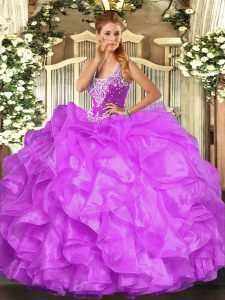 Hot Sale Sleeveless Beading and Ruffles Lace Up Quinceanera Gowns