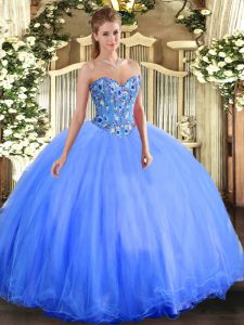 Customized Sleeveless Embroidery Lace Up Sweet 16 Quinceanera Dress